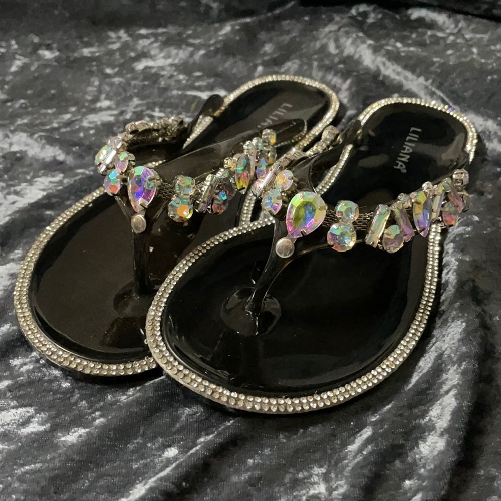 Beautiful iridescent, Holo crystal sandals